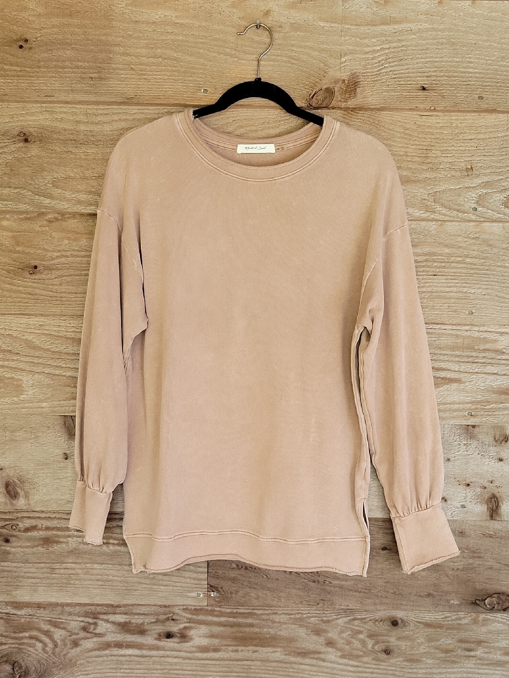 Mustard Seed Size Medium Washed Tan Scoopneck Pullover